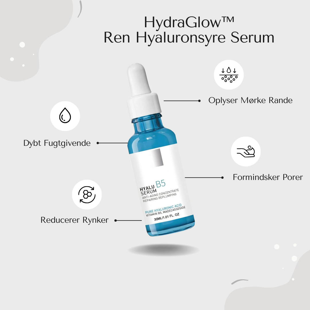 HydraGlow™ - Ren Hyaluronsyre Serum | Anti-Rynke, Fugtgivende &amp; Hudoplysende